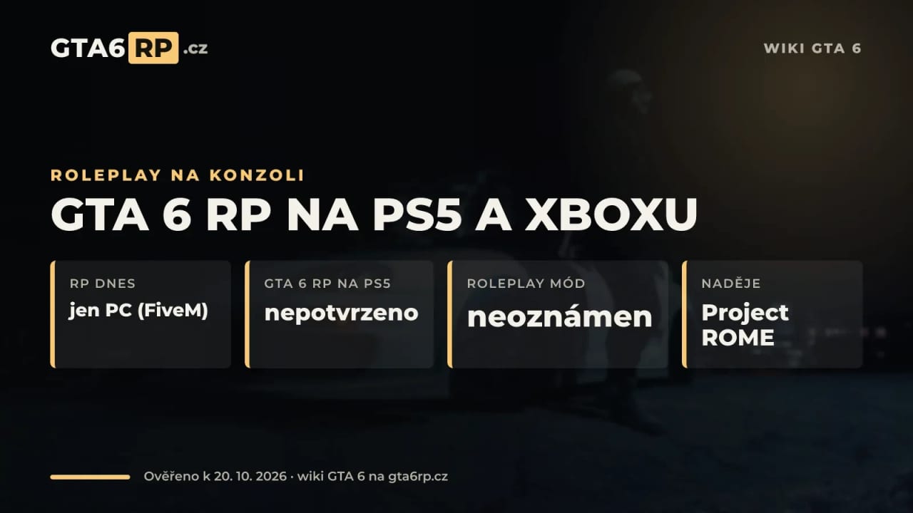 Infografika: GTA 6 roleplay na PS5 a Xboxu – dnes RP jen na PC, konzole čekají na ROME